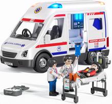 Inercinis greitosios pagalbos automobilis su šviesomis garsais ir medicinos rinkiniu