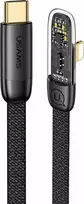 USAMS angled kabelis USB-C į Lightning PD 20W Fast Charging Iceflake Series 1.2m juodos spalvos SJ583USB01