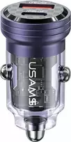 USAMS automobilinis įkroviklis C35 USB+USB-C 45W FAST CHARGE violetinės spalvos CC175CC02 (US-CC175)