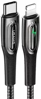 USAMS pintas laidas USB-C į Lightning Smart Power-off 20W PD laidas 1.2m juodos spalvos/juodos spalvos SJ518USB01 (US)