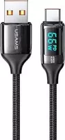 USAMS Braided Kabelis U78 USB-C 1.2m LED 6A Fast Charging juodos spalvos SJ544USB01 (US-SJ544)