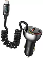 USAMS automobilinis įkroviklis C37 1xUSB+1xUSB-C 60W +USB-C Cable 30W PD+QC Fast Charge juodas CC192CC01