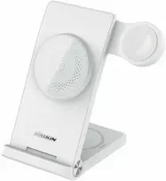 Nillkin PowerTrio 3in1 belaidis įkroviklis MagSafe Apple Watch baltos spalvos (MFI)