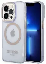 „Guess“ auksinis permatomas „MagSafe“ dėklas, skirtas „iPhone 14 Pro Max 6.7“ - Violetinė