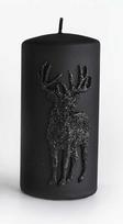 Mondex ALP DEER žvakė, vidutinio dydžio parafino cilindras, 7x7x14cm, JUODA