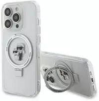 Karl Lagerfeld KLHMP14LHMRSKCH Apple iPhone 14 Pro 6.1″ baltos spalvos kietas dėklas Ring Stand Karl&Choupettte Mag