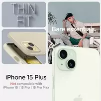 Spigen Thin Fit dėklas skirtas Apple iPhone 15 Plus,  spalva - Mute Beige