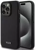 Tumi TUHMP15LRBAK Apple iPhone 15 Pro 6.1″ juodos spalvos kietas dėklas with Leather Ballistic Pattern and MagSafe