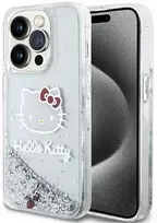 Hello Kitty HKHCP14XLIKHET iPhone 14 Pro Max 6.7″ sidabrinis kietas dėklas Liquid Glitter Charms Kitty