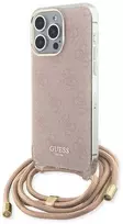 Dėklas GUESS GUHCP15LHC4SEP IPHONE 15 PRO 6.1 "Rožinis/Rožinis HARDCASE CROSSBODY CORD 4G PRINT