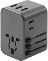 ENERGEA Laidinis įkroviklis 3xUSB + 2xUSB-C PD-PPS-QC 3.0 35.5W 3A2C 4-in-1 Adapteris US/AU/EU/UK Gunmetal Tr