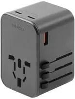 ENERGEA Laidinis įkroviklis 1xUSB + 2xUSB-C PD-PPS-QC 3.0 65W 1A2C 4-in-1 Adapteris US/AU/EU/UK Gunmetal Trav