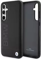 Originalus priekinio skydelio dėklas BMW BMHCS23FESLLBK, skirtas Samsung S23 FE (Leather Hot Stamp / juodas)