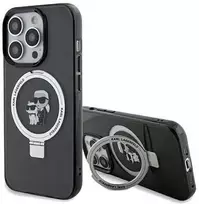 Karl Lagerfeld KLHMP13XHMRSKCK Apple iPhone 13 Pro Max 6.7″ juodos spalvos kietas dėklas Ring Stand Karl&Choupettt