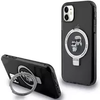 Karl Lagerfeld KLHMN61HMRSKCK Apple iPhone 11/ Xr 6.1″ juodos spalvos kietas dėklas Ring Stand Karl&Choupettte Ma