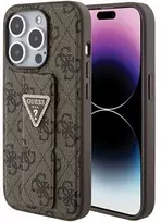 Dėklas GUESS GUHCP15LPGS4TDW IPHONE 15 PRO 6.1 "BROWN/BROWN HARDCASE GRIP STAND 4G TRIANGLE STRASS