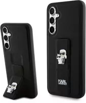 Samsung Galaxy S23 FE Karl Lagerfeld Dėklas Gripstand Saffiano Karl&Choupette Pins (KLHCS23FEGSAKCPK) juodos spalvos