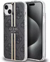 Guess GUHCP15MH4PSEGK Apple iPhone 15 Plus / 14 Plus 6.7″ juodos spalvos kietas dėklas IML 4G Gold Stripe