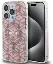 Dėklas GUESS GUHMP15LHGCUSTGP IPHONE 15 PRO 6.1 "Rožinis/Rožinis HARDCASE IML GCUBE MAGSAFE