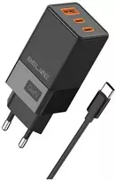 Beline Charger 2x USB-C + 1x USB 65W + USB-C cable juodos spalvos/juodos spalvos PD 3.0 + QC 3.0 BLN3CB65C GaN