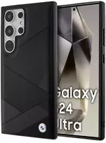 Dėklas BMW BMHCS24L23RCGPK S24 Ultra S928 juodos spalvos kietas dėklas Signature Leather Crossing Lines Pattern