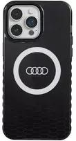 Audi IML Big Logo MagSafe Dėklas Apple iPhone 14 Pro Max 6.7″ juodos spalvos hardcase AU-IMLMIP14PM-Q5/D2-BK