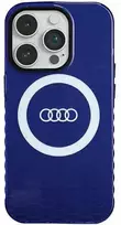 Audi IML Big Logo MagSafe Dėklas Apple iPhone 14 Pro 6.1″ mėlynos spalvos hardcase AU-IMLMIP14P-Q5/D2-BE