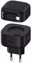 USAMS įkroviklis 1xUSB-C su ištraukiamu laidu „Lightning“ (tik antgalis) PD+QC 35W Gan greitas įkrovimas juodos spalvos