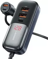 USAMS automobilinis įkroviklis C40 3xUSB+2xUSB-C 165W PD+QC greitasis įkrovimas juodas/juodas CC213CC01 (US-CC213)