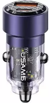 USAMS automobilinis įkroviklis C39 USB+USB-C 60WFast Charge violetinė CC208CC02 (US-CC208)