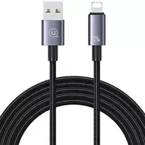 USAMS USB laidas į „Lightning“ 2.4A 1.2m, greito įkrovimo, plienas/juodas SJ667USB01 (US-SJ667)