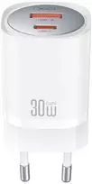 XO sieninis įkroviklis CE21 PD 30W 1x USB-C 1x USB baltas