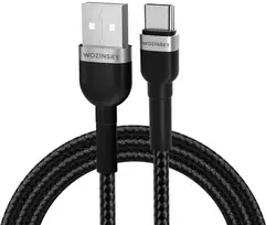 Wozinsky WNBAC1 USB-A / USB-C 2.4A kabelis 1 m – juodos spalvos