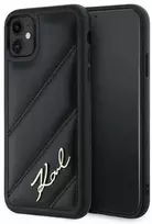 Karl Lagerfeld KLHCN61PQDSMGK Apple iPhone 11 / Xr 6.1″ juodos spalvos kietas dėklas Diagonal Quilted Script