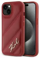 Karl Lagerfeld KLHCP15SPQDSMGR Apple iPhone 15/ 14 / 13 6.1″ red kietas dėklas Diagonal Quilted Script