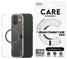 Panzer Glass CARE Flagship dėklas su Juodas MagSafe iPhone 16 Plus, skaidrus