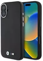 BMW BMHMP16S23 PMWK Apple iPhone 16 6.1″ juodos spalvos kietas dėklas M Smooth Full Wrapped Metal MagSafe