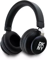 DKNY PU odos „Stack Logo“ belaidės ausinės, juodos spalvos