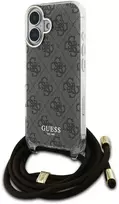 Guess GUHCP16SHC4SEW iPhone 16 6.1' telefono dėklas rudos spalvos/telefono dėklas rudos spalvos Crossbody Cord 4G Print