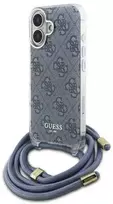 Guess GUHCP16SHC4SEB iPhone 16 6,1" mėlynas kietas dėklas Crossbody Cord 4G Print
