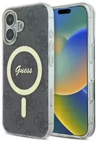 Guess GUHMP16MH4STK Apple iPhone 16 Plus 6.7″ juodos spalvos kietas dėklas IML 4G MagSafe