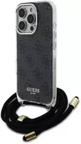 Guess GUHCP16XHC4SEK Apple iPhone 16 Pro Max 6.9″ juodos spalvos kietas dėklas Crossbody Cord 4G Print