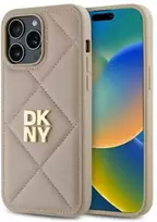 Dėklas DKNY DKHCP14XPQDSLE Apple iPhone 14 Pro Max 6.7" smėlio spalvos dygsniuotas „Quited Stack Logo“