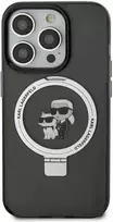 Karl Lagerfeld Ringstand Karl and Choupette MagSafe Apple iPhone 16 Pro Max dėklas telefonui juodos spalvos