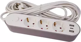 Besk Ilgiklis 3 lizdų + 2 USB + Type-C 5 m įž. su jungikliu