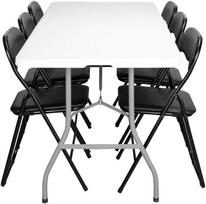 Lauko baldų komplektas Maitinimo komplektas FETA Baltas 180 cm + 6 BASICO kėdės