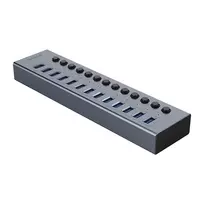 „Orico BT2U3-13AB“ šakotuvas 13x USB-A 3.0 su jungikliais – pilka