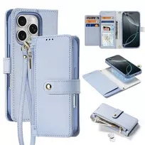 Dux Ducis Lawa iPhone 16 Pro odinis dėklas su nuimama magnetine pinigine – mėlynos spalvos