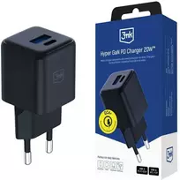 3Mk apsaugos priedai - 3mk Hyper GaN įkroviklis 20W QC4+ PD PPS USB 1A1C Juodas EU