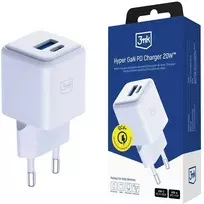 3Mk Apsaugos Priedai - 3mk Hyper GaN Įkroviklis 20W QC4+ PD PPS USB 1A1C Baltas EU